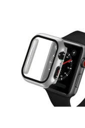 Apple Watch 42mm Için Tpu Çerçeveli Ekran Koruyuculu Ön Çerçeve Kılıf Gümüş thumbnail 1