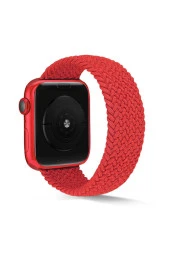 Apple Watch 44mm Knitting Braid Small Kordon Kırmızı - 1