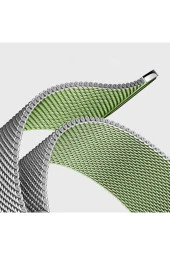 Apple Watch 38-40mm Çift Renk Desenli Şık Metal Kordon Gümüş-yeşil thumbnail 2