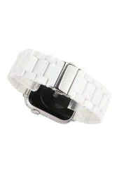 Apple Watch 44mm Metal Seramik Kordon Beyaz - 3