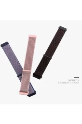Apple Watch 44mm Bilekli Kumaş Kayış Kordon Pembe Siyah - 3