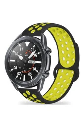 Galaxy Watch 3 45mm Delikli Spor Kayış Siyah -Sarı - 1
