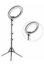 Professional Led Çekim Makyaj Portre Selfie Işığı Telefon Tutuculu Tripod 14" inch thumbnail 1