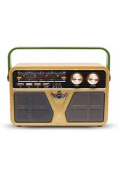 Retro Radyo Bluetooth Speaker Ve Hoparlör Ahşap Kaplama Kumandalı USB Girişli CV-5070BT - 1