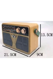 Retro Radyo Bluetooth Speaker Ve Hoparlör Ahşap Kaplama Kumandalı USB Girişli CV-5070BT - 3