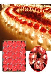 Kalp Şekilli Mum 50 Adet Dekoratif Aşk Kalp Mumları Kokulu Mumlar Seti 3.8x3.8x1cm - 1