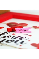 Ahşap Mandallı Not ve Fotoğraf Tutucu 35x23 Aşk Panosu thumbnail 2