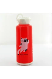 330 Ml Plastik Kapak Matara Keep Smile Kırmızı - 1