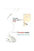 Mandallı Aydınlatma Kitap Okuma Ve Başucu Masa Lambası Dokunmatik Şarjlı Led Işık Beyaz - 6