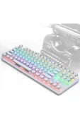 K550 Kablolu Klavye Daktilo Tarzı Su Geçirmez Led RGB Mekanik Oyuncu Işıklı Klavye - 5