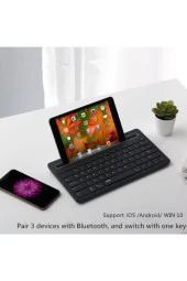 Bluetooth 3.0 Ultra İnce Klavye Şarjlı Mac/win/android/ios Uyum Tablet Standlı Kablosuz Klavye K6100 - 3
