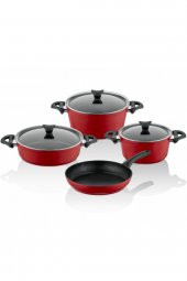 Taç Master Cook 4lü 7 Parça Granit Tencere Seti Kırmızı - 1