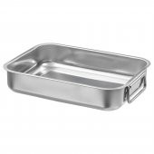 Metal Fırın Kabı, Paslanmaz Çelik MeridyenDukkan 26x20 cm Fırın-Barbekü Kızartma Kabı - 1