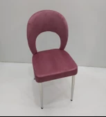 Sandalye 12972 Ay Metal Çelik Nikelaj Ayak Ort oturum Babyface kumaş 4ad El Yapım - 1