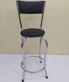 Sandalye 12748 BAR Tipi Yüksek Model 1ad SİYAH Suni deri döşem Metal krom El yapı - 3