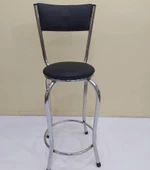 Sandalye 12748 BAR Tipi Yüksek Model 1ad SİYAH Suni deri döşem Metal krom El yapı - 1