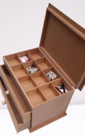 Hobi 12239 Dekoratif Model Makyaj Kutusu 2 Çekmece Ahşap MDF HAM El Yapımı - 3