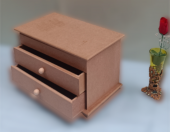 Hobi 12239 Dekoratif Model Makyaj Kutusu 2 Çekmece Ahşap MDF HAM El Yapımı - 4