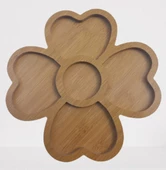 Sunum Tabak 12233 Kalpli Model Ahşap MDF Lam 4 göz 4 Adet EL Yapım - 1