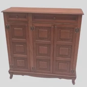 Ayakkabılık 12227 Kareli Balon Klasik Model Kayın Aslan Ayak Parlak Ceviz El yapı - 6