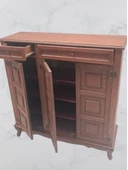 Ayakkabılık 12227 Kareli Balon Klasik Model Kayın Aslan Ayak Parlak Ceviz El yapı - 8