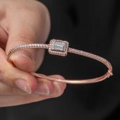 Gümüş Rose Baget Taşlı Kadın Bilezik - 1