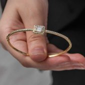 Gümüş Gold Baget Taşlı Kadın Bilezik - 1