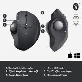 Logitech MX Ergo Kablosuz Konforlu Trackball Mouse - Siyah - 7