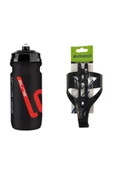 elite Loli Siyah Bisiklet Matarası 600ml + Kafes - 1