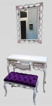 Dresuar 12099S onsuz Çekm sarmaşık Ayna Kayın Aslan Ayak Puf Kapiton Döşem Elyapı - 1