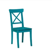 Sandalye 198799 Zus228 Çapraz Sırt Model Parlak Turkuaz Boya Ahşap Kayın Küt Ayak thumbnail 1
