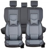 Renault Megane 4 HB Lüks Deri Oto Koltuk Kılıfı Ön/Arka Set Füme - 1