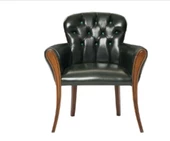 Sandalye 198754 Zus182 Kpitone Model Oyma Ayak Kayın Ayak Ceviz -Yeşil Suni Deri thumbnail 1