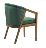 Sandalye 198733 Zus158 Midye Model Kayın Ayak Ceviz Babyface Kumaş Yeşil El Yapım thumbnail 2