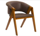 Sandalye 198722 Zus146 Ters V Ayak MODEL Ahşap Ayak Ceviz Kahve Kumaş El Yapım thumbnail 1