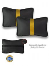 Nissan Pathfinder R50 1995-2003 Oto Koltuk Sarı Şerit Boyun Yastığı 2 Adet - 1