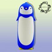 BottleBoss Penguen Figürlü Paslanmaz Çelik Çocuk Matarası 350 Ml Mavi - 1