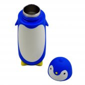 BottleBoss Penguen Figürlü Paslanmaz Çelik Çocuk Matarası 350 Ml Mavi - 4