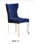 Sandalye 19809 Zus071 Kapitone Kanat Sırt Model Mavi Renk Kayın ayak Ort El yapıM thumbnail 6