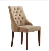 Sandalye 19805 Zus067 Kapitone Model Bej Renk Ort Nubuk Kumaş Yarım kolçak Kayın thumbnail 1