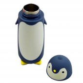 BottleBoss Penguen Figürlü Paslanmaz Çelik Çocuk Matarası 350 Ml Gri thumbnail 4
