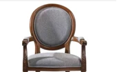 Sandalye 19773 Zus036 Model kolçak oyma Madalyon Model Gri Kumaş Ceviz El yapım - 3