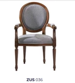 Sandalye 19773 Zus036 Model kolçak oyma Madalyon Model Gri Kumaş Ceviz El yapım - 6