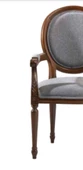 Sandalye 19773 Zus036 Model kolçak oyma Madalyon Model Gri Kumaş Ceviz El yapım - 5