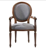Sandalye 19773 Zus036 Model kolçak oyma Madalyon Model Gri Kumaş Ceviz El yapım - 1
