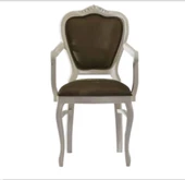 Sandalye19769 Zus032 Oyma Çizgi Model Kolçak BabyFace Kumaş Beyaz Lake El Yapım thumbnail 1