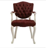 Sandalye 19771 Zus034 Kapitone Model Kolçaklı Beyaz Babyface Bordo Kumaş El Yapım thumbnail 1