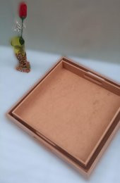 Hobi 90048 Dekoratif Tepsi Takım İkili Model HAM Ahşap MDF El Yapımı - 5