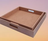 Hobi 90048 Dekoratif Tepsi Takım İkili Model HAM Ahşap MDF El Yapımı - 7