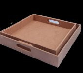 Hobi 90048 Dekoratif Tepsi Takım İkili Model HAM Ahşap MDF El Yapımı - 8